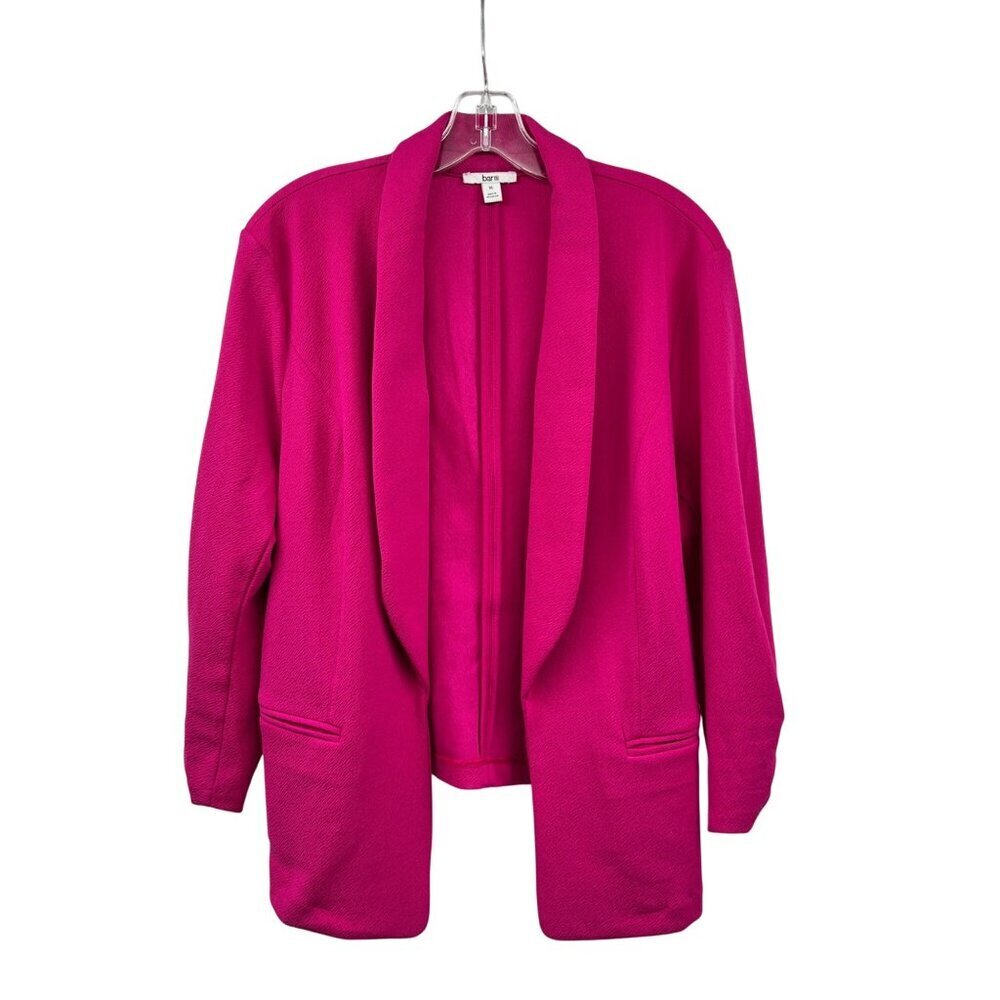 Bar III Womens Textured Blazer Open Front Faux Pockets Fuchsia Size XL